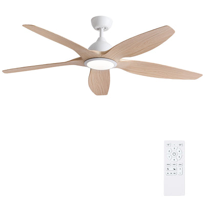Newdayr 60" Wood Ceiling Fan with Lights Remote and Control, 6 Speeds, 3 Color Tones Dimmable LED, 6H Timer, Modern, Noiseless Reversible DC Motor, Large Indoor, Kitchen, Bedroom, Living Room