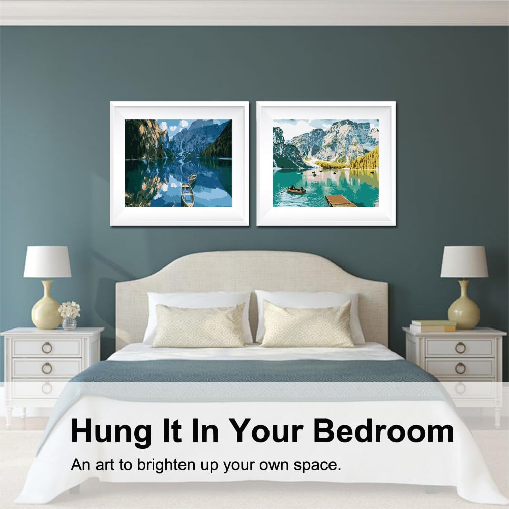 BAISITE Paint by Numbers Kit for Adults Beginners,12" Wx16 L 2 Pack Canvas for Painting Kits for Adults in Colorful Box-PBN281-282 BAISITE