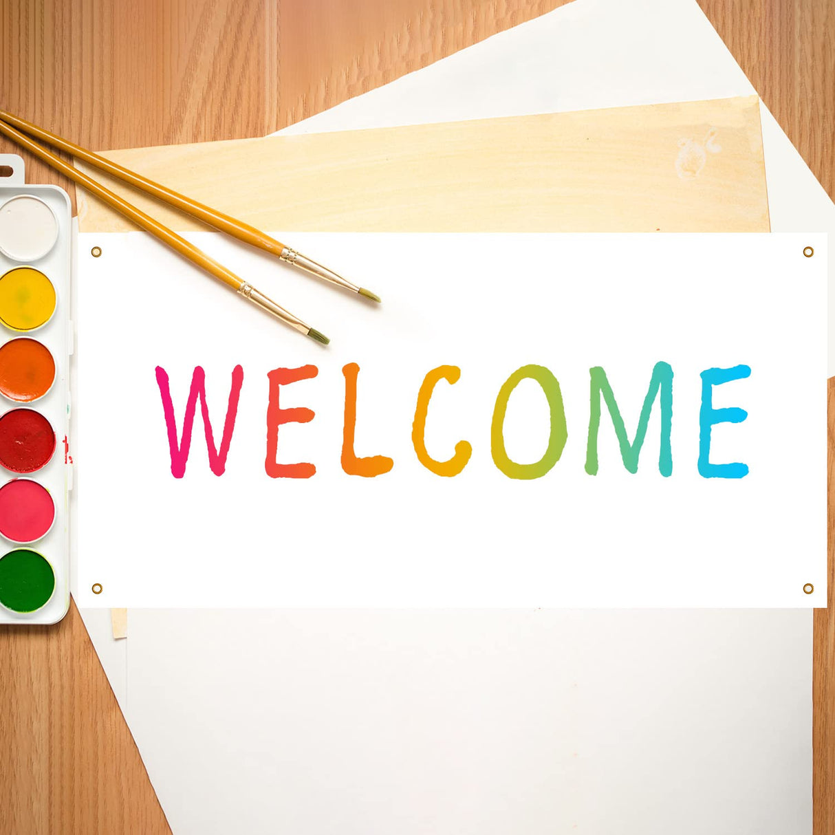 Large Banners and Signs Blank Banner Polyester Oxford Cloth Sublimation Banner with Hanging Rope for Indoor Wall Outdoor Easy Hang Signs DIY Banner Signs for Business Office (White,2 x 4 Feet) Zonon