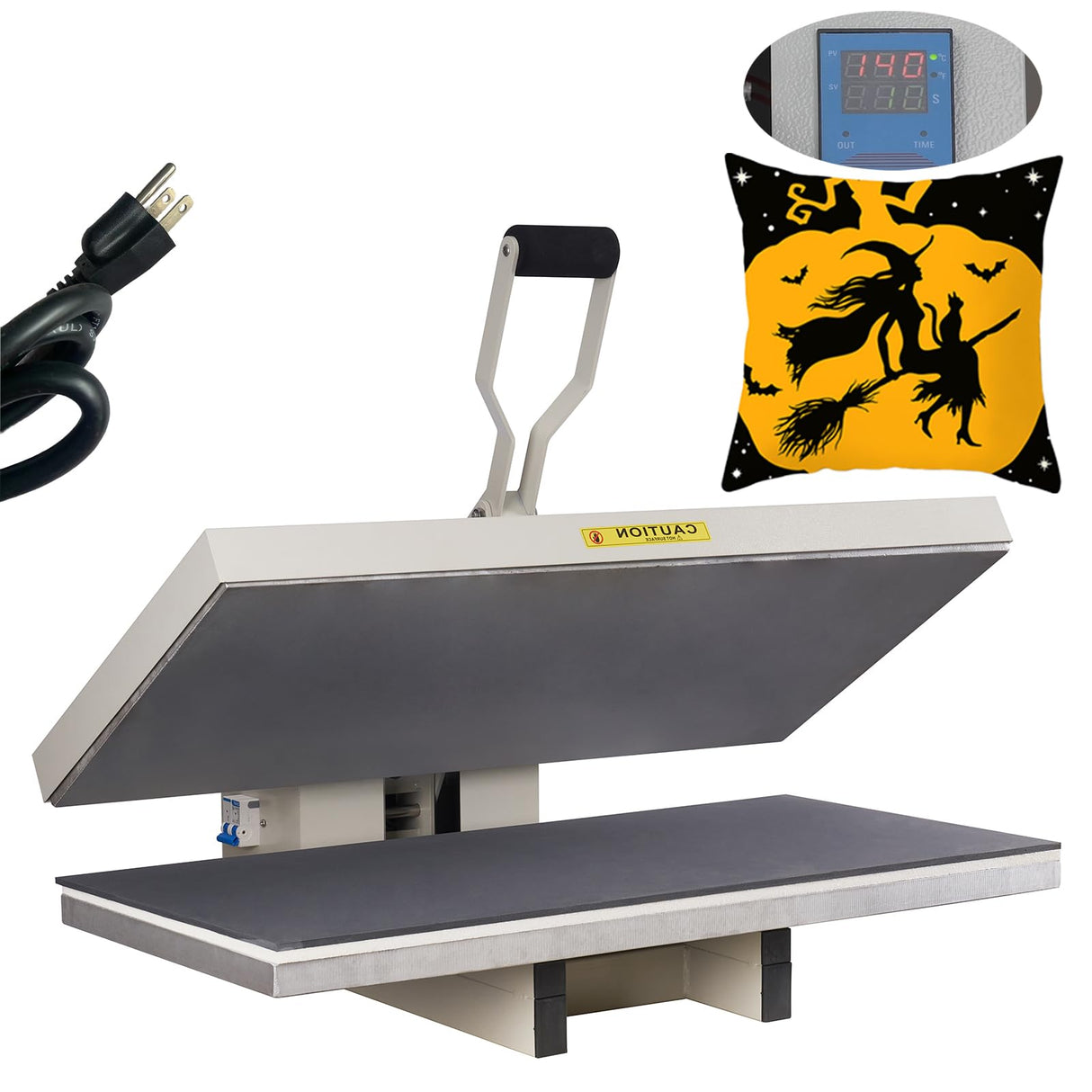 WUMSTOT 16x32 Heat Press Machine: with Digital Control, 110V, 2600W Manual Clamshell Heat Press for T-Shirts, Vinyl, and More WUMSTOT