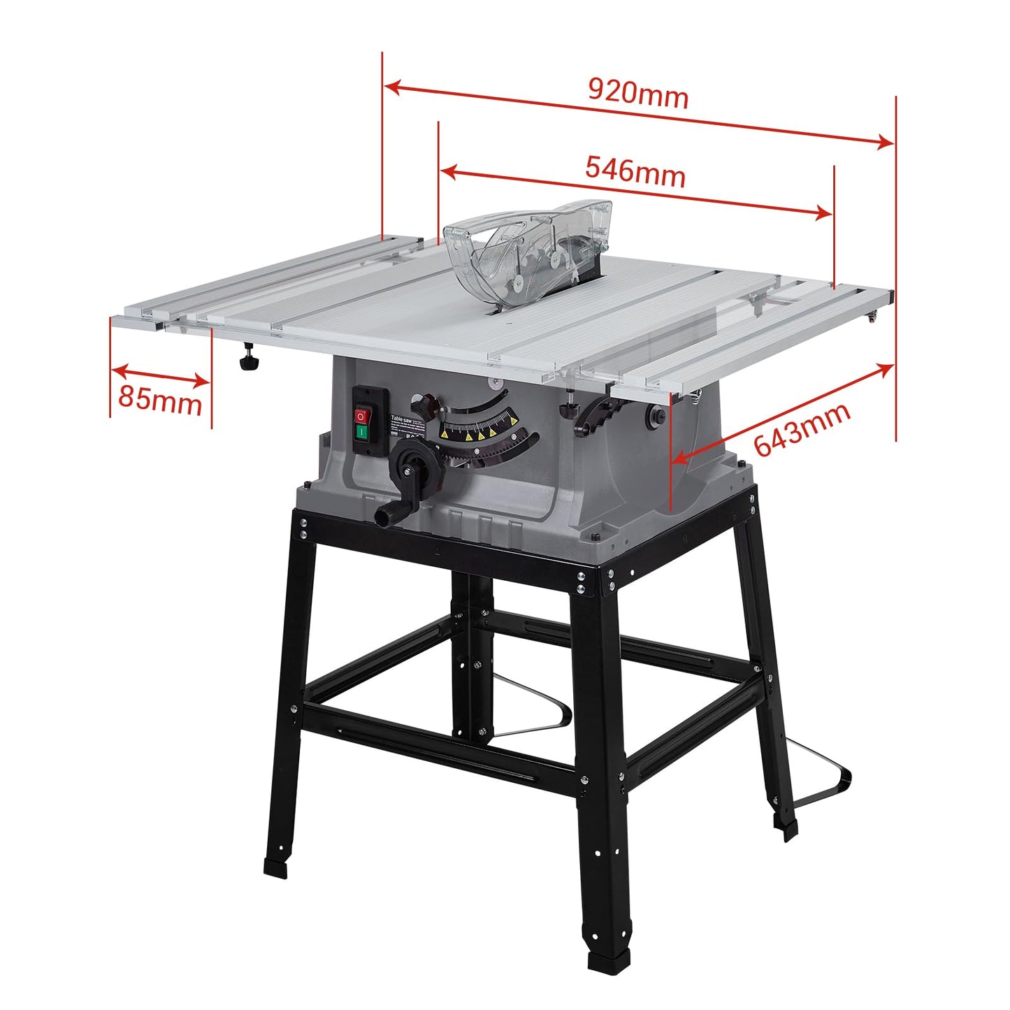 Table Saw, Towallmark 10 Inch 15A Multifunctional Saw with Stand & Push Stick, 90° Cross Cut & 0-45° Bevel Cut, 5000RPM, Adjustable Blade Height for Woodworking, Grey - WoodArtSupply