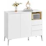 VASAGLE Sideboard, Buffet Cabinet with Doors and Height Adjustable Shelf, 3 Drawers, Open Compartment, Modern, 15.7 x 40.7 x 33.5 Inches, for Living Room, Kitchen, Study, Cloud White UBBK273W11 VASAGLE