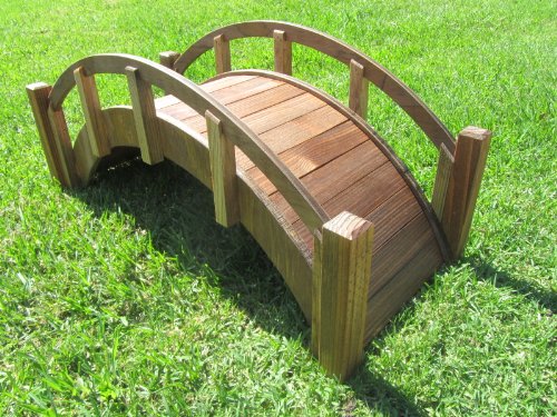 SamsGazebos Miniature Japanese Wood Garden Bridge, Treated, Assembled, 25" Long X 11" Tall X 11-1/2" Wide, Made in USA - WoodArtSupply