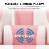 GTPLAYER Gaming Chair, Computer Chair with Footrest and Lumbar Support, Height Adjustable Game Chair with 360°-Swivel Seat and Headrest and for Office or Gaming (Faux Leather, Pink) GTPLAYER