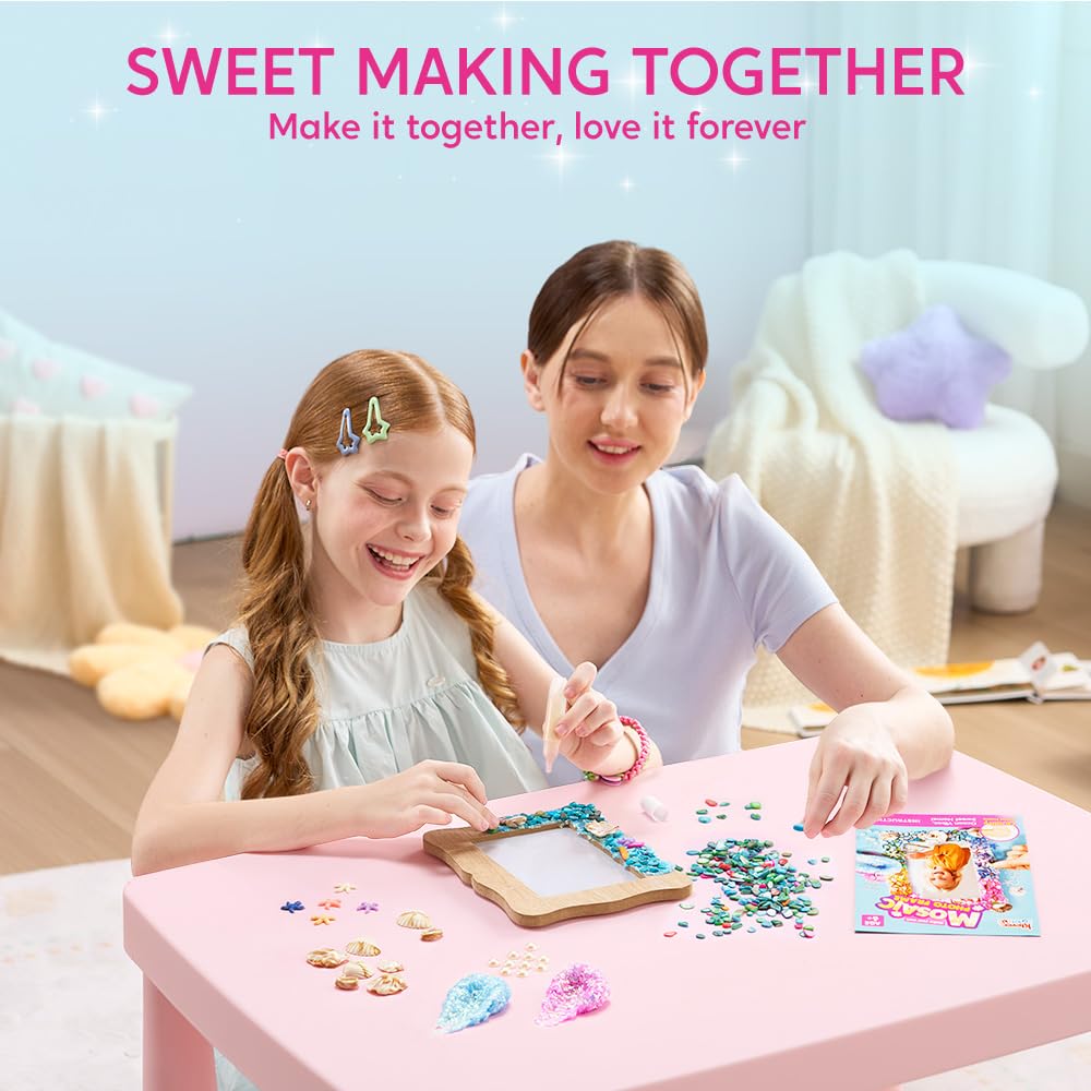 Klever Kits Mosaic Photo Frame Craft Kits, DIY Mosaic Kits for Kids 6 Years Old Girl Birthday Gift Summer Activities, Make Your Own Picture Frame Arts and Crafts for Kids Klever Kits
