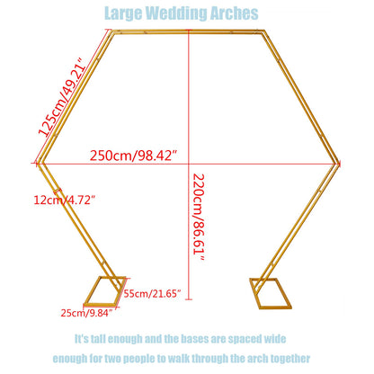 8.2FT Wedding Arch,Hexagon Backdrop Stand for for Ceremony,Iron Arch Wedding Arbor, Backdrop Stand Metal Arch Stand for Party,Wedding Backdrop Stand for Wedding Birthday Party - WoodArtSupply