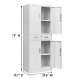BESFUR Metal Cabinet, Garage Storage Cabinet with Drawer and Adjustable Shelves for Garage, Office, School - White BESFUR