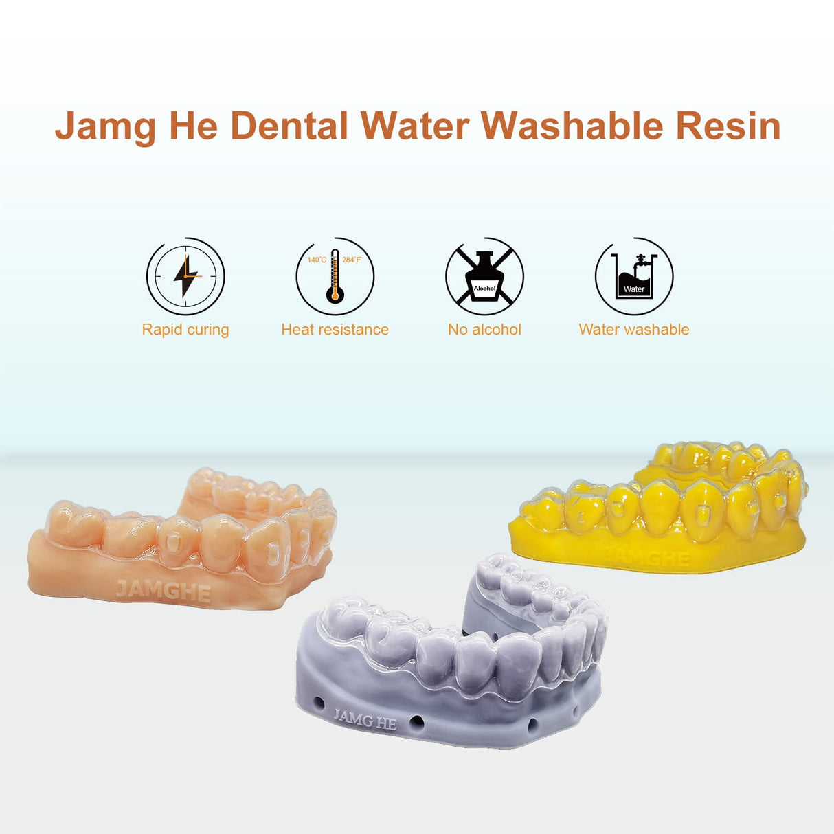 JAMG HE Rapid UV-Curing Resin 405nm, Dental Model Resin for Orthodontic Brace Water Washable with Lower Shrinkage & High Presicion Grey 500g JAMG HE