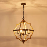 Saint Mossi 4-Lights Farmhouse Chandelier for Dining Room, Rustic Globe Black Chandeliers for Dinging Room, Orb Drum Chandeliers Light Fixtures, H22 x D20, Wood Grain Metal Frame SM Saint Mossi