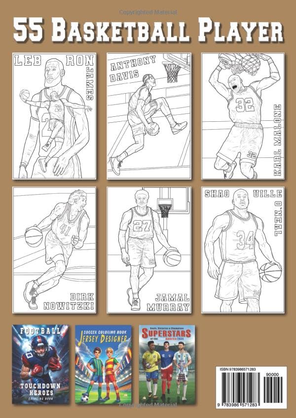 Basketball Coloring Book - STARS & LEGENDS: 55 authentic b&w illustrations of current and former champions from America's top professional league. WoodArtSupply