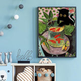 5D DIY Diamond Painting Kits for Adults,Cats Fishing for Goldfish Diamond Painting Full Drill Round Art Gems Diamond Art Perfect for Home Wall Decor(12x16 Inch) ASslanLYs