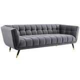 Modway Adept Contemporary Mid-Century Modern Performance Velvet Upholstered Tufted Sofa in Gray Modway