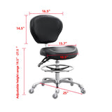 Grace&Grace Drafting Chair Adjustable Tall Shop Stool, Rolling Stool with Back Support for Studio, Classroom, Lab, Counter, Medical (Black) Grace&Grace