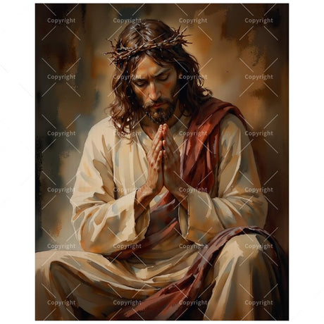 Religious Art Paint by Numbers Kit for Adults - DIY Seated Jesus in Prayer Painting on Canvas 16x20 Inches, Acrylic Paint Set, Suitable for Beginners, Christian Art for Home Decoration/Gifts TAOPAOLAB