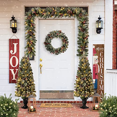 Glitzhome Wooden Welcome Sign for Front Door Porch Farmhouse Christmas Wall Hanging Nutcracker Sign Primitive Porch Sign for Christmas Festivals, 60”H - WoodArtSupply