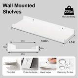 Solrot White Floating Shelves for Wall Decor, Wall Mounted Wood Storage Shelf for Bedroom, Living Room, Bathroom, Kitchen, Nursery, Display Picture Ledge Shelf with Lip Set of 2-14 Inches, White Solrot