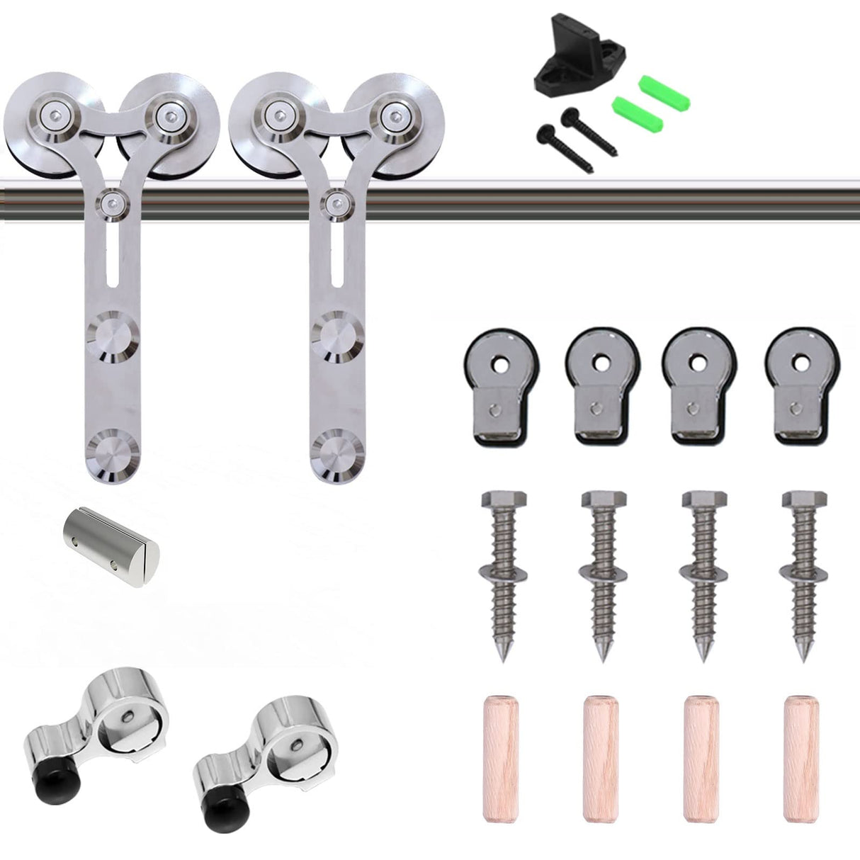 TSMST 6FT Sliding Barn Door Hardware Kit, Stainless Steel Heavy Duty Sturdy Barn Door Track for Single Wood Door, Slide Smoothly Quietly (Y Style) TSMST