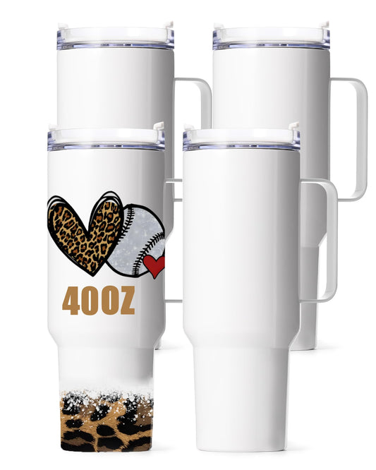 OFFNOVA 40oz Sublimation Tumblers with Handle, Stainless Steel Coffee Tumbler Blank, Double Wall Vacuum Sublimation Travel Cups for Heat Press Printing