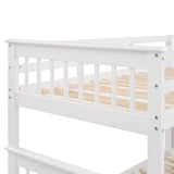 Merax Twin Over Full Bunk Bed, Wood Bunk Bed with Storage Stair, Bunk Bed with Guardrail for Kids or Teens, Space Saving, No Box Spring Needed, White Merax