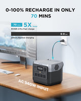 EF ECOFLOW Portable Power Station RIVER 2 Pro, 768Wh LiFePO4 Battery, 70 Min Fast Charging, 4X800W (X-Boost 1600W) AC Outlets, Solar Generator for Outdoor Camping/RVs/Home Use Black EF ECOFLOW