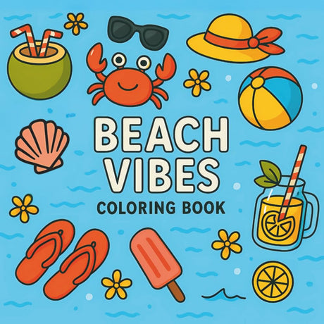 Beach Vibes Coloring Book: Cozy And Simple Summer Scenes With Bold-Line Designs For Adults And Teens WoodArtSupply