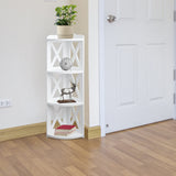 NHZ Corner Shelf Stand, Wood Corner Bookshelf, Corner Bookcase and Plant Stand (White, 4 Tier) NHZ