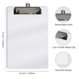 Hongri Plastic Clipboards Set of 6, White Small Clipboard Standard A5 Size Memo Clipboards for Students, Kid, Women, Office, Home, Low Profile Clip, Mini Clipboard Size 6" x 9", White Hongri