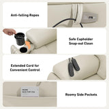 EONIX Triple Motor Lay Flat Power Lift Recliner Chair for Elderly with Adjustable Headrest, 400lbs Electirc Lift Chair for Living Room, Lumbar Pillow, Extended Footrest, Cream White EONIX