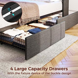 Rolanstar Twin Size Bed Frame with LED Lights and Charging Station, Upholstered Bed Storage Headboard & Drawers, Heavy Duty Wood Slats, Easy Assembly Rolanstar