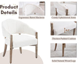 CIMOTA White Accent Chair, Farmhouse Fabric Barrel Chair Linen Upholstered Armchair with Wood Legs, 21.5" Wide Comfy Reading Chair Side Sitting Chair for Living Room/Bedroom/Makeup CIMOTA