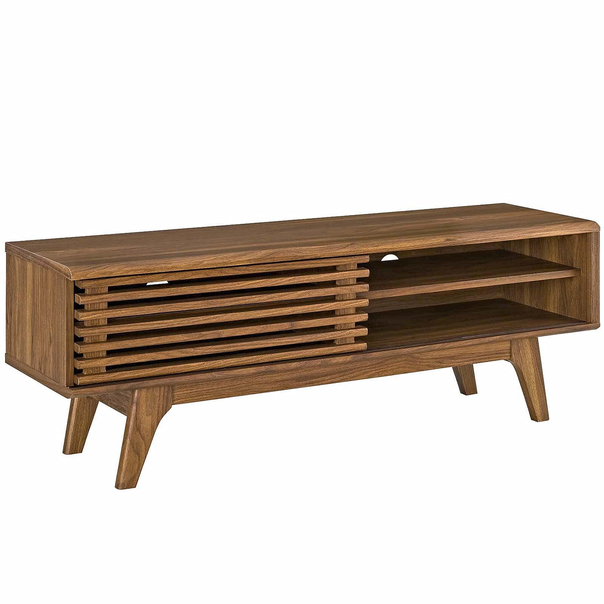 Modway Render 48" Mid-Century Modern Low Profile Media Console TV Stand, 48 Inch, Walnut Modway