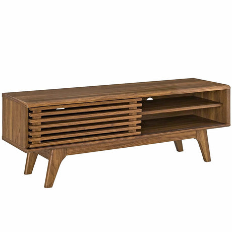 Modway Render 48" Mid-Century Modern Low Profile Media Console TV Stand, 48 Inch, Walnut Modway