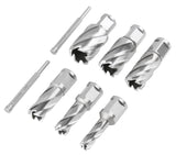 Accusize Industrial Tools Hss Professional Annular Cutter Set 1'' Cutting Depth, 7/16'' to 1-1/16'' with 3/4'' Weldon Shank, 8 Pc Set, HSS1-0000 Accusize Industrial Tools