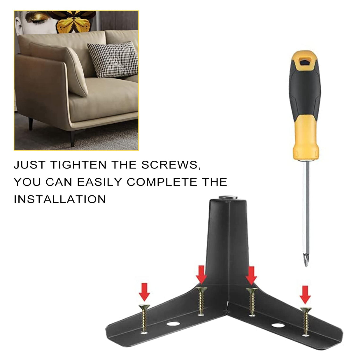 AODIOU Furniture Legs Metal Feet: Cabinet Legs 4 Inch Triangle Feet Replacement Dresser Legs Set of 4 AODIOU