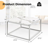 Giantex Square Coffee Table with Faux Marble Tabletop & Steel Frame, Center Cocktail Table, Accent Living Room Furniture, Low Bedside Table, Easy Assembly (White) Giantex