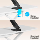 JYLH JOYSEEKER Standing Desk Converter 32 inch, Height Adjustable Sit Stand Desk Riser, Quick Sit to Stand Tabletop Dual Monitor Riser Workstation for Home Office with Keyboard Tray, White JYLH JOYSEEKER