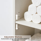 Minifeel Bathroom Storage Cabinet, 5-Shelf Farmhouse Storage Cabinet with Barn Door&Adjustable Shelves, Bathroom Organizer for Living Room, Kitchen (Antique White) Minifeel