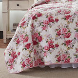 Laura Ashley - Twin Quilt Set, Reversible Cotton Bedding with Matching Sham, Lightweight Home Decor for All Seasons (Lidia Pink, Twin) Laura Ashley