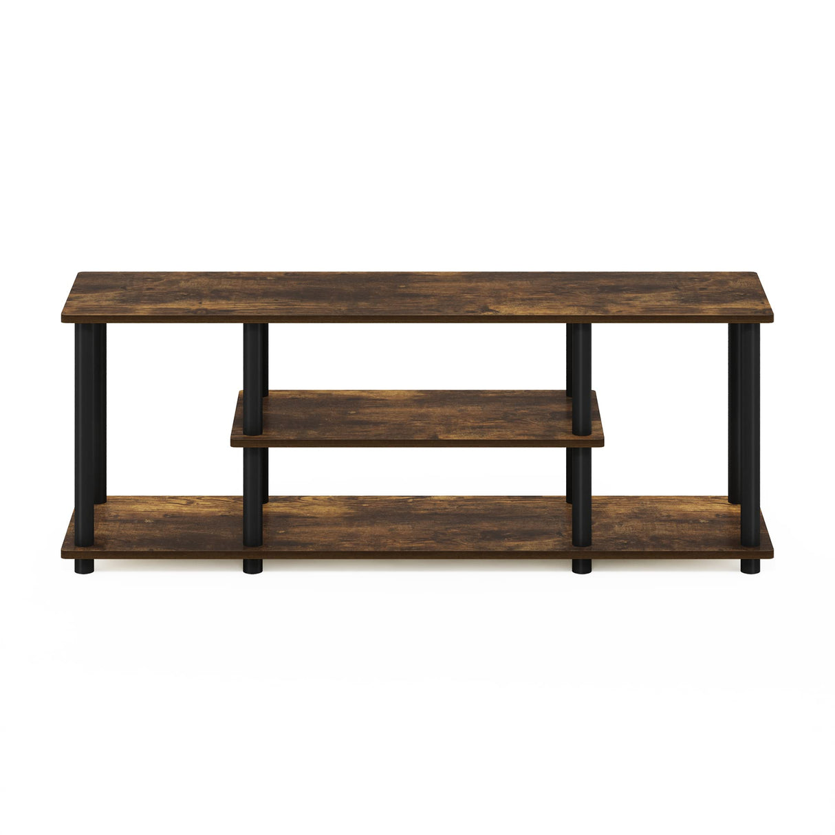 Furinno Turn-N-Tube No Tools 3D 3-Tier Entertainment Stand up to 50 inch TV, Amber Pine/Black Furinno