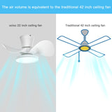 ocioc Quiet Ceiling Fan with LED Light 22 inch Large Air Volume Remote Control for Kitchen Bedroom Dining Room Patio ocioc