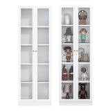 IRONMIX Modern Display Cabinet with Doors, Metal Curio Display Cabinet with Adjustable Shelves, 70.87" H China Cabinet, White Book Shelf with Storage Cabinet for Home Office Living Room IRONMIX