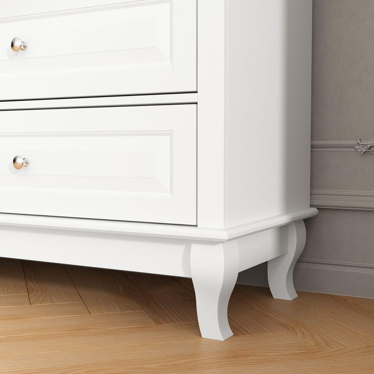 TAMUNE Chest of Drawers 9 Drawer Dresser for Bedroom, Modern White Dresser with Silver Knobs, Wide 9 Drawer Chest with Wood Legs for Bedroom Living Room, 15.7”D x 55.1”W x 37”H TAMUNE