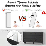 HOUROM Black Dresser, Modern 6 Drawer Double Dressers, Wood Chest of Drawers for Living Room, Hallway, Entryway HOUROM