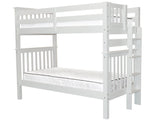 Bedz King Tall Bunk Beds Twin over Twin Mission Style with End Ladder, White Bedz King