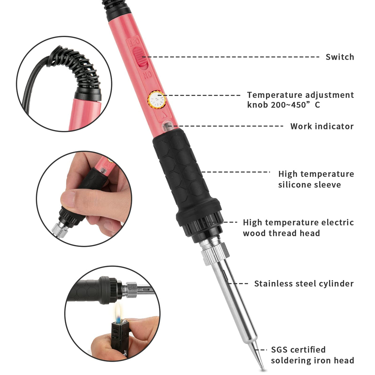 Soldering Iron Kit, 60W Soldering Iron with 5pc Interchangeable Tips, 10-in-1 Adjustable Temperature Solder Welding Tools, Fast Heating, Electronic Repair, 110V Q-MING
