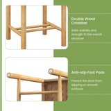 Giantex Wood Stools Set of 2, 18" Tall Boho Backless Stool Chairs with Rubber Wood Legs, Max Load 330 Lbs, Armless Wicker Stools for Kitchen Dining Room Indoor Outdoor Giantex