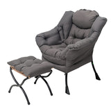 Welnow Lazy Chair with Ottoman, Modern Lounge Accent Chair with Armrests and a Side Pocket, Leisure Upholstered Sofa Chair Reading Chair with Footrest for Small Space, Corner Chair, Dark Grey Welnow
