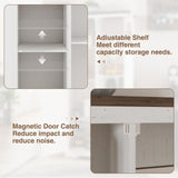 Befrases 72" H White Tall Farmhouse Storage Cabinet with Adjustable Shelves, Large Pantry Organize with 2 Barn Doors, Freestanding Cabinet for Kitchen, Garage, Basement, Living, Utility Room Befrases