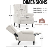 Altrobene Velvet Accent Chair, Push Back Recliner Chair, Wingback Arm Chair for Living Room/Bedroom/Home Theater/Reception Area, Light Beige Altrobene