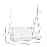 Outsunny Porch Swing with Chains and Cupholders, 2 Person Wooden Patio Swing Chair, 440 lbs. Weight Capacity, for Garden, Poolside, Backyard, White Outsunny